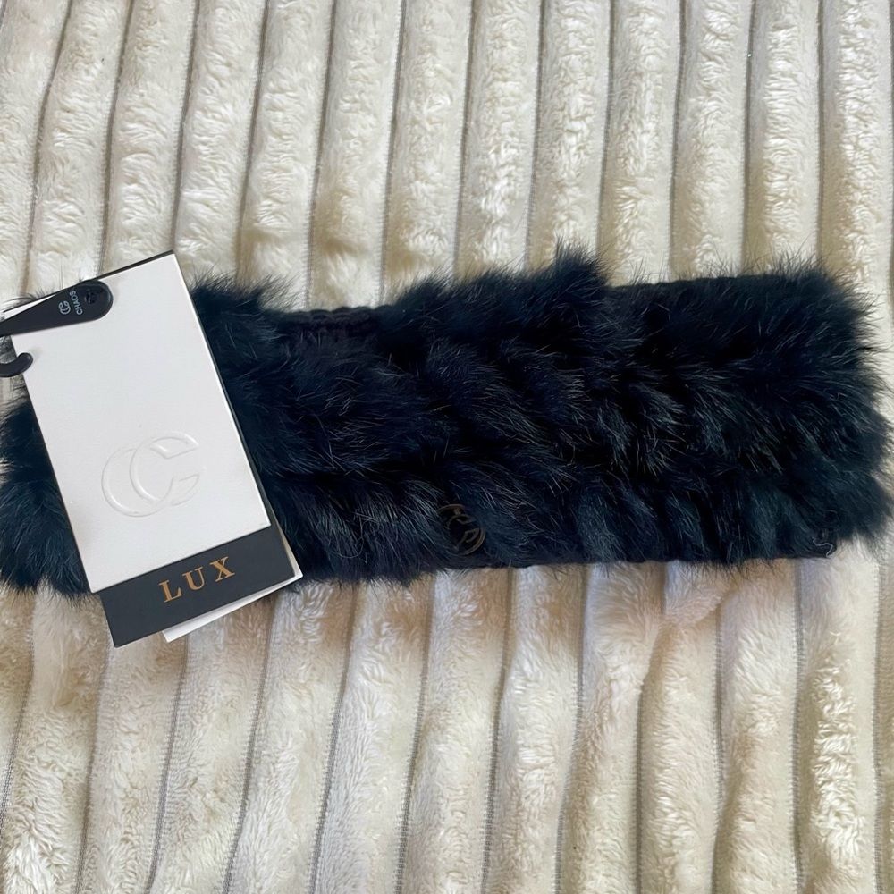 Lux Black real Rabit Fur Headband